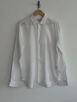 Orlebar Brown “Giles” Long Sleeve Shirt 100% Linen Bright white L/ Tailored Fit - Image 1 of 4