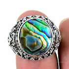 Gift For Women Statement Ring Size 5.5 925 Silver Natural Abalone Shell Gemstone