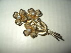 Vintage Signed CORO Goldtone & Pearl Triple Flower Brooch Pin