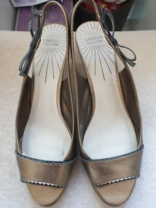 Unbranded Bronze Open Toe Sling Back Shoes With Side Bow. Size 6.5 - Picture 1 of 7
