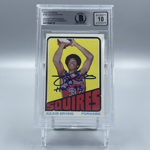 Julius Erving Signed Autographed 1972-73 Topps #195 RC Beckett BAS 10 Auto HOF