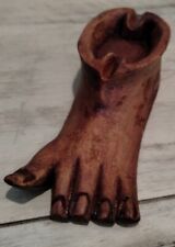 Vintage Hand Carved Wood Human Foot Shape Cigar/Cigarette Ashtray 1960s Decor