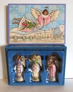 Jim Shore 'Music Makes the Season Merry' Angel Ornament Set of 3, and Wooden Box - Picture 1 of 9