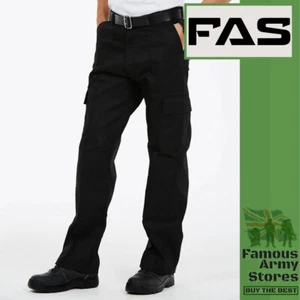 Mens Cargo Combat Trouser Polycotton Pants With Knee Pad & 2 Side & Rear Pockets - Picture 1 of 7