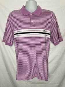 Chaps Mens Shirt XL Purple Striped Short Sleeve Polo Casual Comfort Cotton - Picture 1 of 8