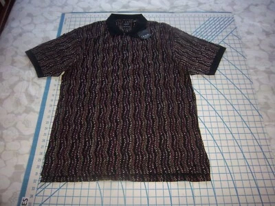 CAMISA POLO HOMBRE GRANDE NEGRA/BORGOÑA FLORAL ALGODÓN IZOD - NUEVA CON ETIQUETAS Foto 1 de 3