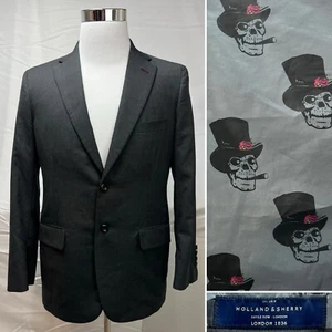 Holland & Sherry Men's 38S Tom James Gray 2-Button Wool Bespoke Blazer Jacket - Picture 1 of 9