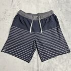Vuori Trail Shorts Men Small Blue Gray Striped 2 In 1 Lined Running Gym