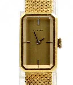CERTINA 18k Yellow Gold Rectangle Manual Wind Ladies Dress Watch 41.4 Grams - Picture 1 of 7
