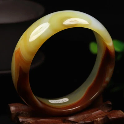 Brazalete Brazalete Ágata 60mm Natural Amarillo Marrón Calcedonia Jade 05839 Foto 1 de 4