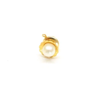 Flower Faux Pearl Pin Gold Tone Lapel Enamel Collectible - Picture 1 of 4