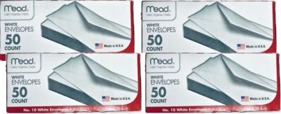 Mead Envelopes Big White No.10 4 1/8"x 9 1/2" 50 count of 4 Pack Made in USA - Image 1 of 4