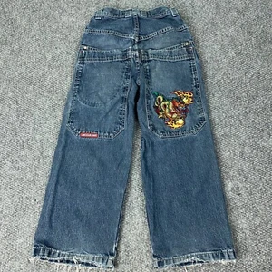 VTG JNCO Jeans Boys Size 10 (24x24) Faded Distressed Flame Dragon Skater 90s - Picture 1 of 21