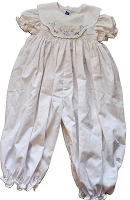 Винтажный классический розовый со сборками комбинезон Feltmans с вышивкой для девочек размер 3-6 месяцев - Изображение 1 из 4