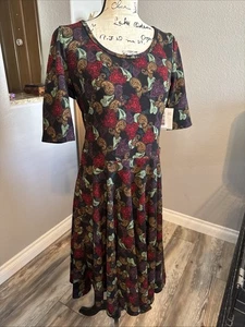 Vestido LULAROE Talla XL Nicole Negro Base Cachemira Floral Manga Corta ¡NUEVO CON ETIQUETAS! - Imagen 1 de 6