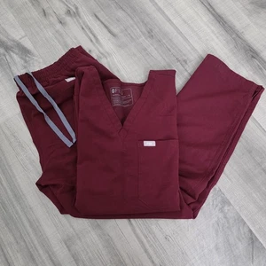 Figs Scrub Set Womens XL Catarina Top/M Dowa Pants Technical Collection Burgundy - Picture 1 of 16