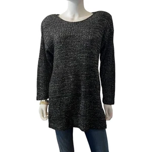Vintage The Clothing Co. Black Silver Shimmer Tunic Sweater, M - Picture 1 of 6