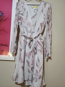 Witchery Size 10 White Pink Floral Dress Belted Fit & Flare Dress NWT - Picture 1 of 18
