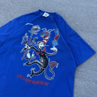 Dr Seuss 复古 1997 Life's A Great Balancing Act T 恤男式 XL 码美国蓝色 — 第 1/4 张图片