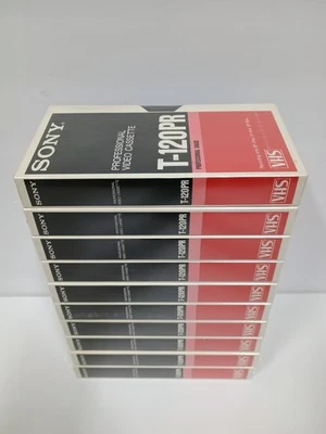 Lote de 10 cintas grabables en blanco vintage Sony VHS T-120PR grado profesional Foto 1 de 4