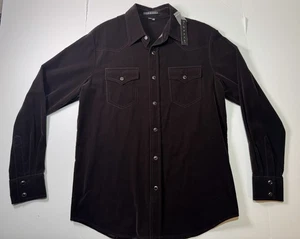 Theory Button Down Long Sleeve Shirt NWT Western Medium Black/Gray Pockets - Picture 1 of 9