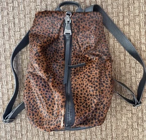 Aimee Kestenberg Purse Backpack Travel Bag Carry On Animal Print Black Leather - Picture 1 of 8
