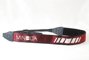 Minolta Wide Camera Strap Red White Slash Line Shoulder Neck Rare Used - Picture 1 of 3