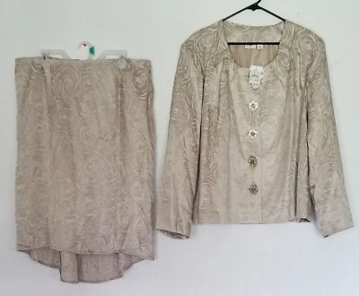 CATO Womens Suit SIZE 22 & Hi Low Skirt SIZE 20 Two Piece Set Gold Floral    - Image 1 of 4