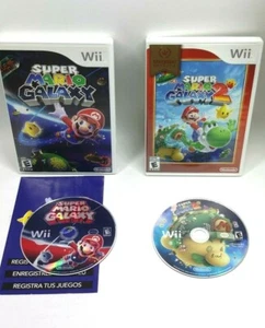 Super Mario Galaxy 1 & 2 Nintendo Wii Bundle Lot (ohne Handbuch) 2007 2010 getestet! - Bild 1 von 6
