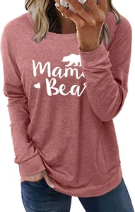 Womens Crewneck Sweatshirt Casual Loose Fitting Tops Long Sleeve T Shirt - Picture 1 of 12