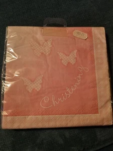 Pink Butterfly Christening Napkins (Decoupage/crafts) - Picture 1 of 2