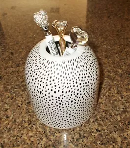 Keramik Vase Unregelmäßig Tupfen Streifen Wohndeko Stiftehalter Neu - Bild 1 von 7