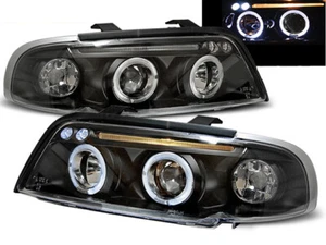 Headlights for Audi A4 1994 1995 1996 1997 1998 VR-1117 Angel Eyes Black - Picture 1 of 1