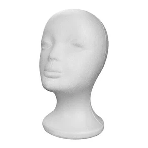 White Polystyrene Female Wig Head Mannequin Foam Head Hat Display Stand - Picture 1 of 8