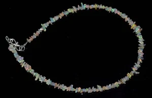 925 Argento Fine Etiope Opale Gemma 2-4mm Uncut Perline 12 " Collana D2 - Foto 1 di 8