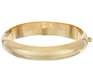 Shiny Polished Hinged Bangle Bracelet 14K Yellow Gold Plated Sterling Silver QVC - Picture 1 of 6