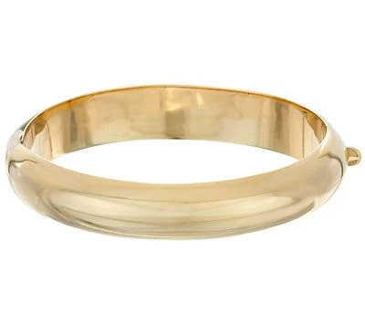 Shiny Polished Hinged Bangle Bracelet 14K Yellow Gold Plated Sterling Silver QVC - Image 1 of 4