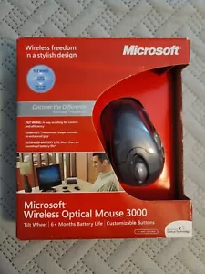 Microsoft Wireless Optical Mouse 3000 Customizable Buttons Blue 4 Way Scrolling - Picture 1 of 6
