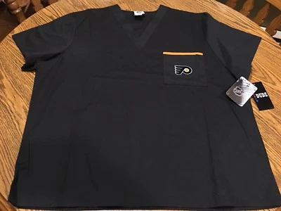 Philadelphia Flyers NHL Unisex Black Scrubs Top, Size Small, New With Tags - Image 1 of 4