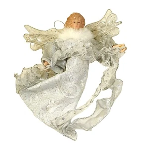 Collare vintage Dan Dee Angelo Ornamento Viso Porcellana Pelliccia d'Argento - Foto 1 di 5