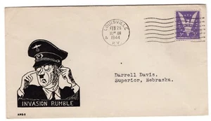 WWII Patriotic 1944 Louisville KY - Cartoon Hitler "Invasion Rumble" ANG - Bild 1 von 2