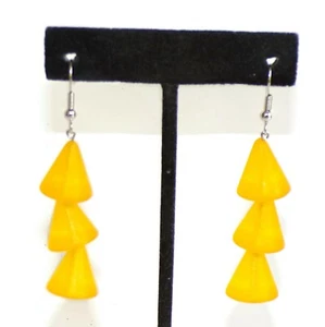 Sobral Lagerfeld Frost Yellow Triple Cones Spike Artist Made Dangle Earrings - Picture 1 of 6