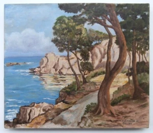 ZIEGLER O/C Oil Painting CALIFORNIA School IMPRESSIONIST Artist SEASIDE CLIFFS  - Picture 1 of 11