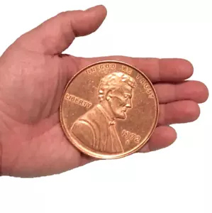METAL JUMBO 3" LINCOLN PENNY COIN Finale for Misers Dream Magic Prop Big 1 Cent - Picture 1 of 3