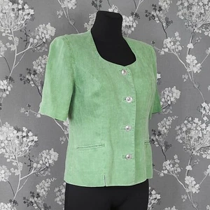 H.MOSER MODE AUS SALTZBURG GREEN LINEN TRACHTEN JACKET. MADE IN AUSTRIA. SIZE: S - Imagen 1 de 4