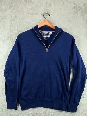 REPORT Collection Mens Blue 1/4 Zip Jumper Sweaters Small Midnight Blue Pullover - Image 1 of 4