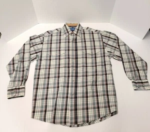 Camisa para hombre Wrangler Western talla mediana manga larga estampado a cuadros - Imagen 1 de 5