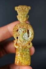 Delicate China Old Jade Carved *Ancient People* Pendant/Statue A8