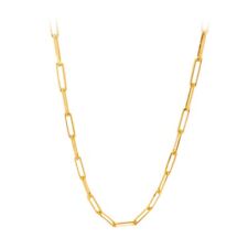 18K Yellow REAL GOLD Paper Clip Link Solid Chain 3.7mm, 16” 10.4gr / CHI253