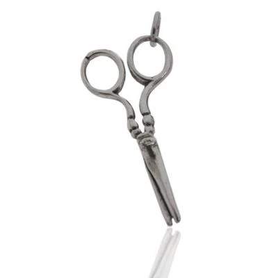 Ciondolo scaramantico forbici mm 34 in argento microfuso brunito titolo 800 - Immagine 1 di 2